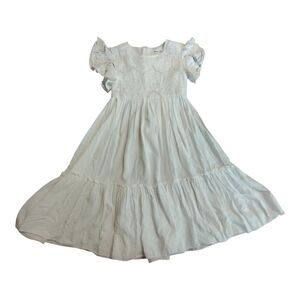 NNJXD Elegant White Lace Girls Dress Ruffle Princess Size 6/7